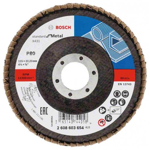 BOSCH Lamelový brusný kotouč X431, Standard for Metal, 115 mm, 22,23 mm, 80 2608603654